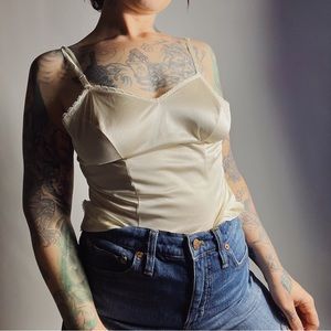 VINTAGE Cream Nylon Slip Cami Size 34/Small